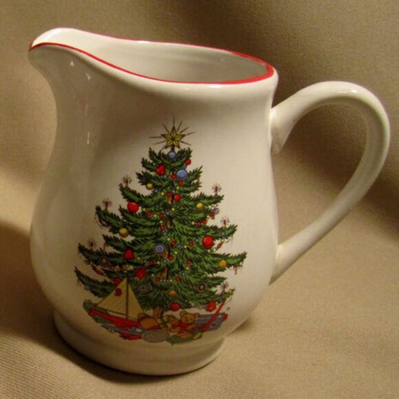 Cuthbertson American Christmas Tree Sugar Bowl with Lid & Creamer Set EXCELLENT - Picture 3 of 4